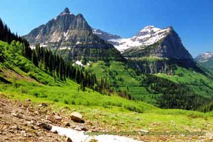 Twin mountain peaks - Glacier National Park, MT