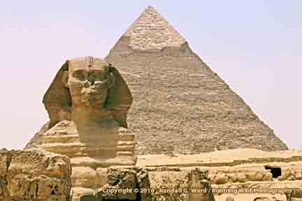 Sphinx and Khafra pyramid, Giza, Cairo, Egypt